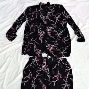Kim and Company Black Handpaint-Look Skirt and Jacket Size Medium